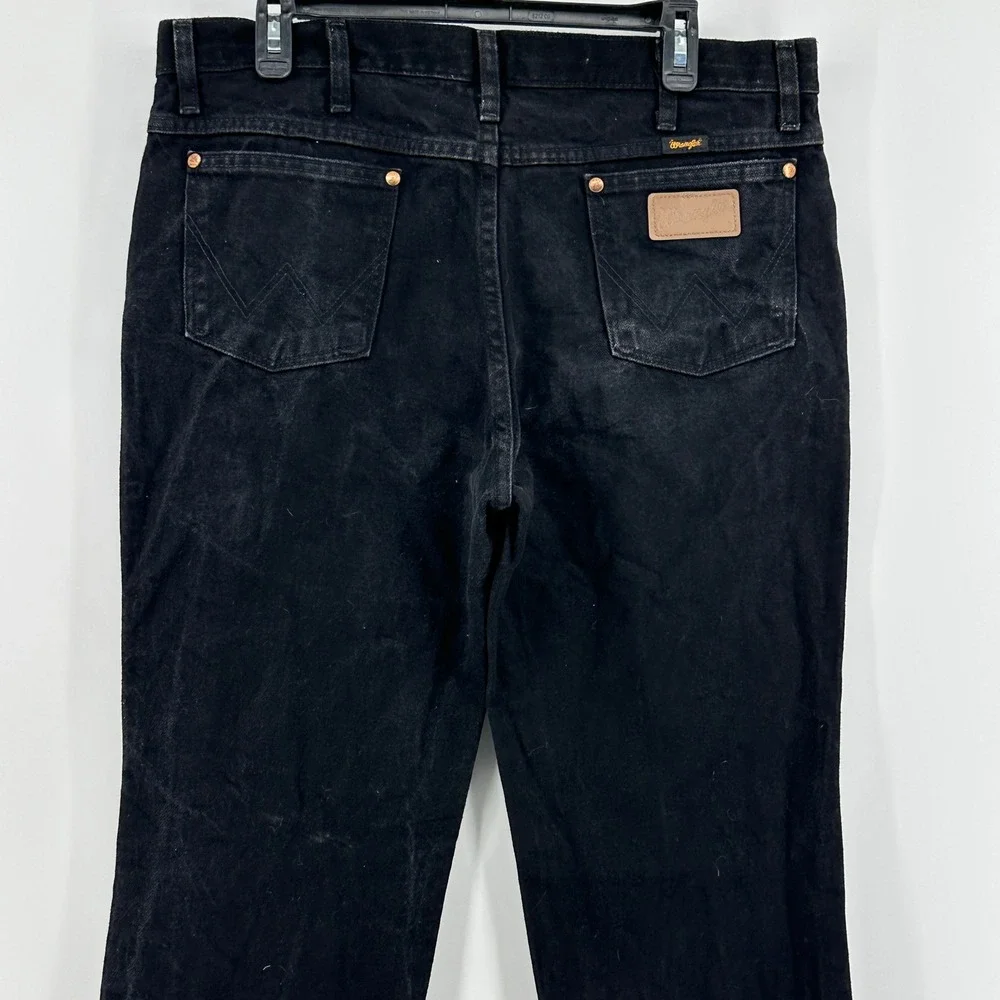 Wrangler 936WBK Jeans Mens 35x32 Black Solid Slim Fit Cowboy Cut Modern Era